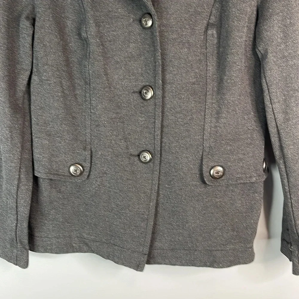 CABI Grey Crew Blazer Contrast Pipe Collar Pont Twill Single Breasted Preppy S - Picture 4 of 13
